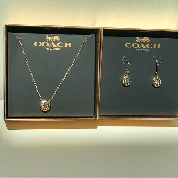 Coach Jewelry - Set: Coach Rose Color Earrings & Necklace